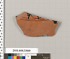 Terracotta fragment of a lekythos (oil flask), Terracotta, Greek, Attic