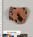 Terracotta fragment of a lekythos (oil flask), Terracotta, Greek, Attic
