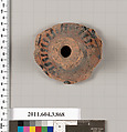 Terracotta fragment of a lekythos (oil flask), Terracotta, Greek, Attic