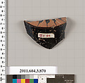 Terracotta fragment of a lekythos (oil flask), Terracotta, Greek, Attic