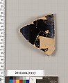 Terracotta fragment of a lekythos (oil flask), Terracotta, Greek, Attic