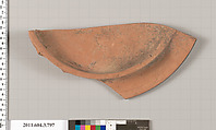 Terracotta fragment of a lid, Terracotta, Greek, Attic
