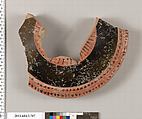 Terracotta fragment of a lid, Terracotta, Greek, Attic