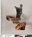 Terracotta fragment of an oinochoe (jug), Terracotta, Greek, Attic