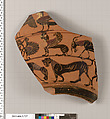 Terracotta fragment of a neck-amphora (jar), Terracotta, Greek, Attic