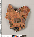 Terracotta fragment of a neck-amphora (jar), Terracotta, Greek, Attic