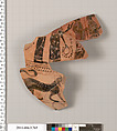Terracotta fragment of a neck-amphora (jar), Terracotta, Greek, Attic