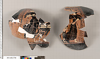 Terracotta fragment of an oinochoe (jug), Terracotta, Greek, Attic