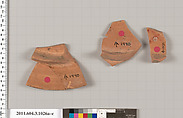 Terracotta fragments of a lid, Terracotta, Greek, Attic