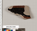 Terracotta fragment of lekanis (covered dish)?, Terracotta, Greek, Attic