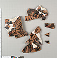 Terracotta fragments of a lekanis lid (covered dish), Terracotta, Greek, Attic