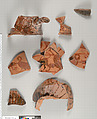 Terracotta fragments of a neck-amphora (jar), Terracotta, Greek, Attic