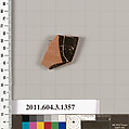 Terracotta fragment of a skyphos (deep drinking cup), Terracotta, Greek, Attic