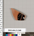 Terracotta fragment of a skyphos (deep drinking cup), Terracotta, Greek, Attic
