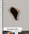 Terracotta fragment of a skyphos (deep drinking cup), Terracotta, Greek, Attic