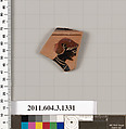 Terracotta fragment of a skyphos (deep drinking cup), Terracotta, Greek, Attic