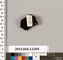 Terracotta fragment of a skyphos (deep drinking cup), Terracotta, Greek, Attic