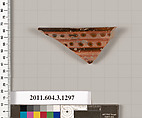 Terracotta rim fragment of a skyphos (deep drinking cup), Terracotta, Greek, Attic
