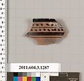 Terracotta rim fragment of a skyphos (deep drinking cup), Terracotta, Greek, Attic