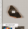 Terracotta fragment of a skyphos (deep drinking cup), Terracotta, Greek, Attic