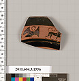 Terracotta rim fragment of a kylix: Band cup (drinking cup), Terracotta, Greek, Attic