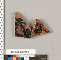 Terracotta fragment of a skyphos (deep drinking cup), Terracotta, Greek, Attic