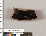 Terracotta fragment of a skyphos (deep drinking cup), Terracotta, Greek, Attic