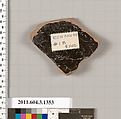 Terracotta fragment of a skyphos (deep drinking cup), Terracotta, Greek, Attic