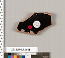 Terracotta fragment of a kylix: Band cup (drinking cup), Terracotta, Greek, Attic