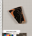 Terracotta fragment of a skyphos (deep drinking cup), Terracotta, Greek, Attic