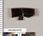 Terracotta rim fragment of a kylix: Lip cup (drinking cup), Terracotta, Greek, Attic