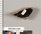 Terracotta fragment of a skyphos (deep drinking cup), Terracotta, Greek, Attic