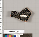 Terracotta fragment of a skyphos (deep drinking cup), Terracotta, Greek, Attic