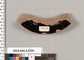 Terracotta fragment of a skyphos (deep drinking cup), Terracotta, Greek, Attic