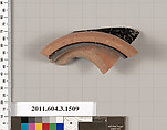 Terracotta fragment of a skyphos (deep drinking cup), Terracotta, Greek, Attic