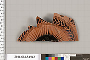 Terracotta fragment of a kylix: Cassel cup (drinking cup), Terracotta, Greek, Attic