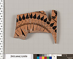 Terracotta fragment of a kylix: Droop cup (drinking cup), Terracotta, Greek, Attic