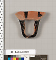 Terracotta fragment of a kylix (drinking cup), Terracotta, Greek, Attic