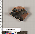 Terracotta fragment of a kylix (drinking cup) or a skyphos (deep drinking cup)?, Terracotta, Greek, Attic