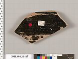Terracotta fragment of a skyphos (deep drinking cup), Terracotta, Greek, Attic