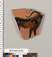 Terracotta fragment of a skyphos (deep drinking cup), Terracotta, Greek, Attic