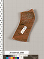 Terracotta fragment of a skyphos (deep drinking cup), Terracotta, Greek, Attic