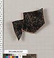 Terracotta fragment of a skyphos (deep drinking cup), Terracotta, Greek, Attic