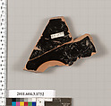 Terracotta fragment of a kylix: Band or lip cup (drinking cup), Terracotta, Greek, Attic