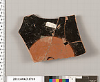 Terracotta fragment of a kylix: Lip cup (drinking cup), Terracotta, Greek, Attic