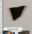 Terracotta fragment of a skyphos (deep drinking cup), Terracotta, Greek, Attic
