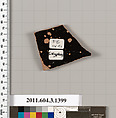 Terracotta fragment of a skyphos (deep drinking cup), Terracotta, Greek, Attic