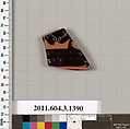 Terracotta fragment of a skyphos (deep drinking cup), Terracotta, Greek, Attic