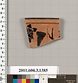 Terracotta rim fragment of a skyphos (deep drinking cup), Terracotta, Greek, Attic