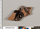 Terracotta fragment of a kylix (drinking cup), Terracotta, Greek, Attic